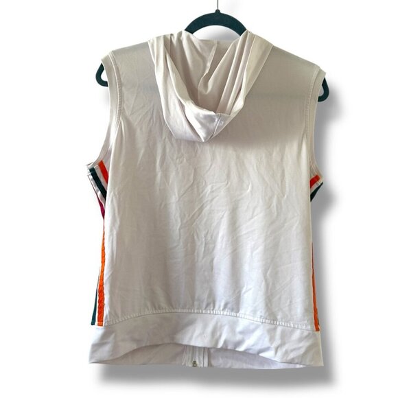Adidas Collab White Zip-Up Hooded Vest Colorful 3 Stripes Women's Size XL Sporty - Picture 2 of 16